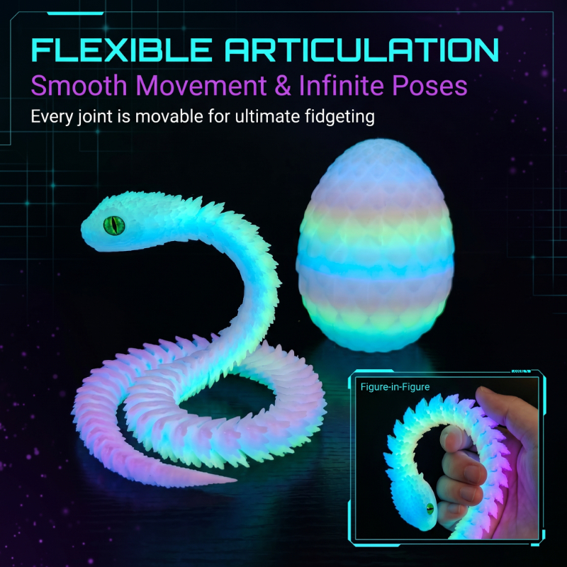 Luminous Rainbow Snake Egg Animal Game Set, 2pcs